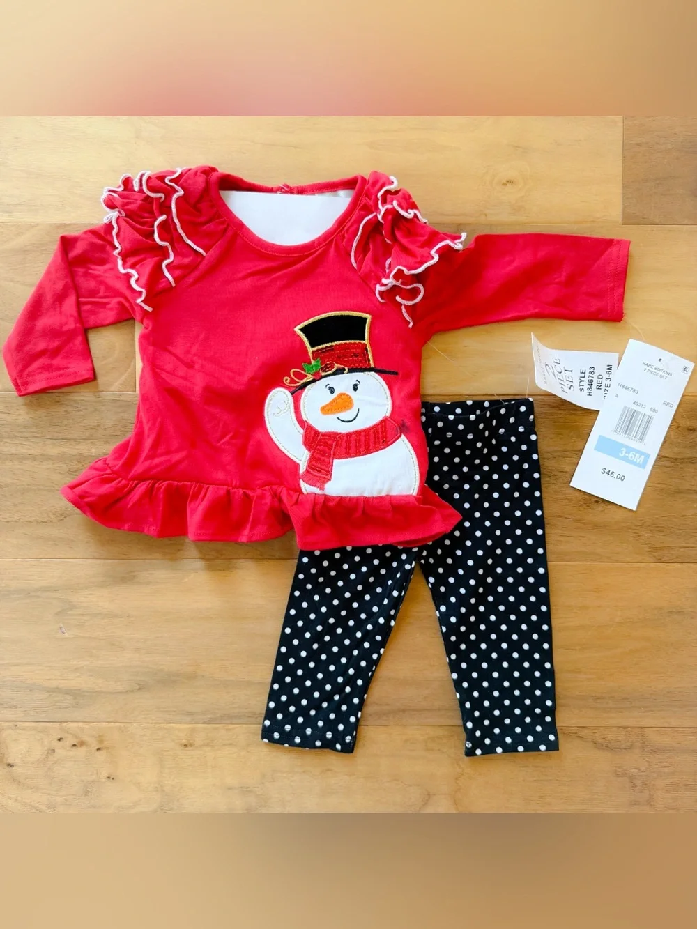 Brand New Rare Editions Baby Girls Christmas Snowman 2-Piece Set, 3-6 months NWT